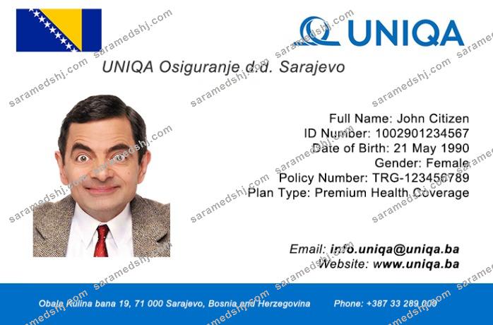 Bosnia and Herzegovina health insurance card